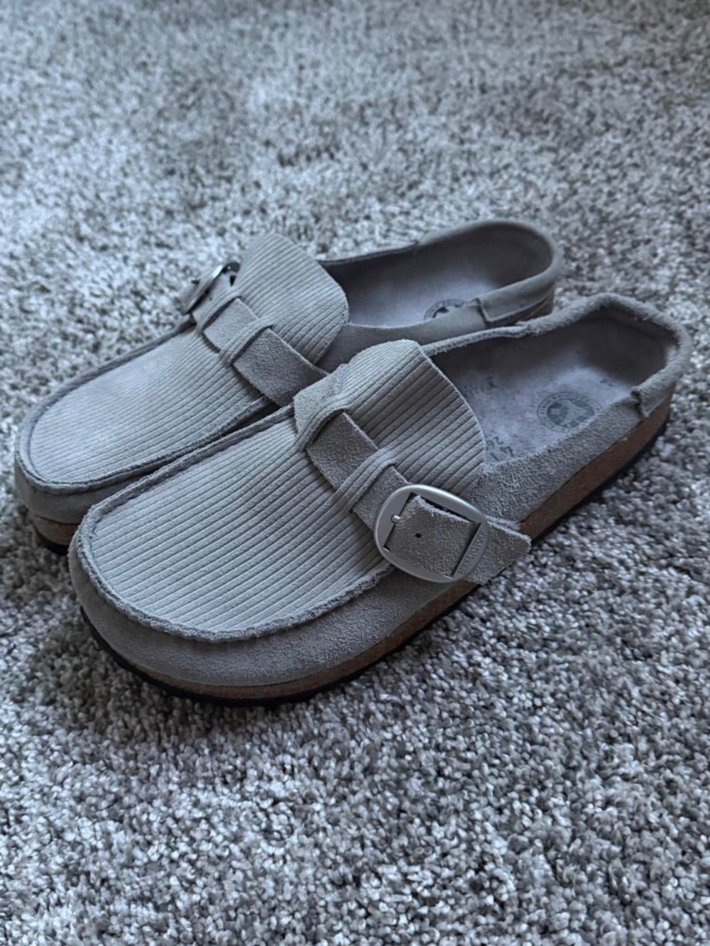 Birkenstock Buckley Corduroy Clogs - Suede in Stone Coin Gray